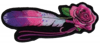 Feather And Rose Pink Patch | Embroidered Patches