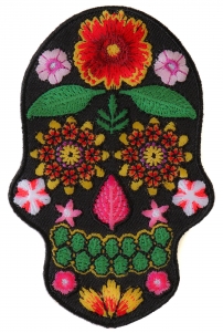 Flower Skull Black Patch