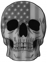 Gray USA Flag Skull Large Back Patch
