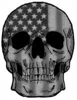 Gray USA Flag Skull Patch Small