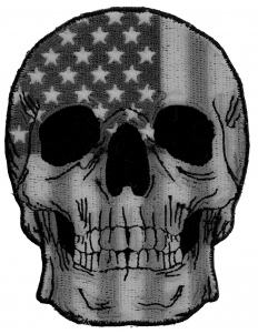 Gray USA Flag Skull Patch Small Gray USA Flag Skull Patch Small