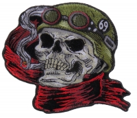 Helmet Skull Scarf Biker 69 Patch