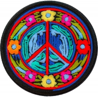 Hippie Daisies Peace Patch Embroidered