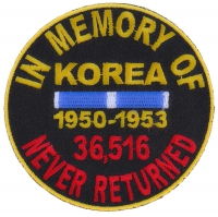 In Memory Of Korea Round Patch | US Military Veteran Patches In Memory Of Korea Round Patch | US Military Veteran Patches