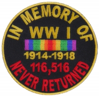 In Memory Of World War 1 Round Patch | US Military Veteran Patches