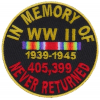 In Memory Of World War 2 Round Patch | US Military Veteran Patches In Memory Of World War 2 Round Patch | US Military Veteran Patches