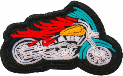 Devil Biker riding Motorcycle with Flames Patch, Biker Vest