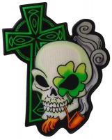 Irish Skull Cross Smoking Pipe Large Back Patch