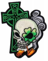 Irish Skull Cross Smoking Pipe Small Patch