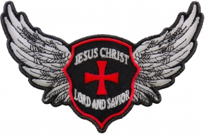 Jesus Christ Lord and Savior Wings Christian Iron on Patch Jesus Christ Lord and Savior Wings Christian Iron on Patch