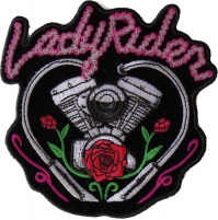 Lady Rider Chain Engine Rose Patch