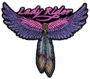 Lady Rider Wings And Feather Small Tribal Patch | Embroidered