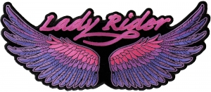 Lady Rider Wings Purple Large Back Patch | Embroidered Biker Patches