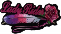 Lady Rider With Purple Rose Large Back Patch Horizontal | Embroidered Biker Patches