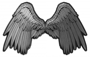 Large Beautiful Angel Wings Grey Patch | Embroidered Patches