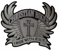 Large Christian Biker Back Patch I Ride With Jesus | Embroidered Biker Patches