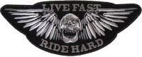 Live Fast Ride Hard Skull Small Patch | Embroidered Biker Patches