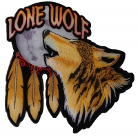 Lone Wolf Howling At The Moon Large Back Patch | Embroidered Biker Patches