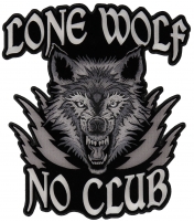 Lone Wolf No Club Large Biker Back Patch