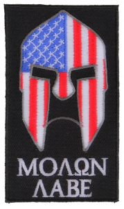 Molon Labe Spartan Patch With US Flag | Embroidered Patches Molon Labe Spartan Patch With US Flag | Embroidered Patches