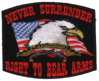 Never Surrender Black 2nd Amendment Patch | US Military Veteran Patches
