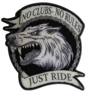 No Clubs No Rules Just Ride Wolf Large Patch No Clubs No Rules Just Ride Wolf Large Patch
