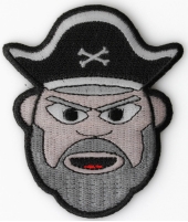 Old Man Bearded Pirate Iron on Patch