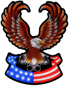 Patriotic Eagle US Flag Pistons Large Biker Patch Patch