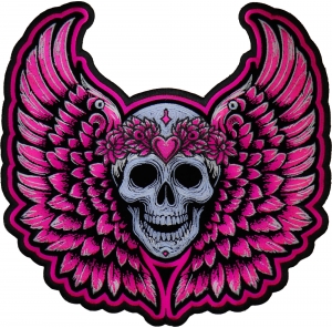 Pink Angel Wings Skull Patch