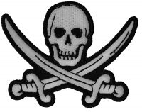 White Pirate Sword Skull Patch | Embroidered Patches White Pirate Sword Skull Patch | Embroidered Patches