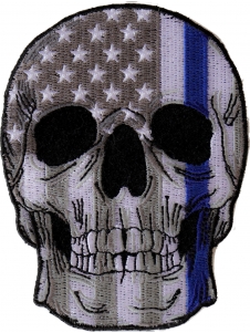 Police Skull Blue line US Flag Patch Police Skull Blue line US Flag Patch