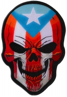 Puerto Rican Large Skull Back Patch With Puerto Rico Flag Colors