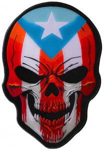 Puerto Rican Large Skull Back Patch With Puerto Rico Flag Colors Puerto Rican Large Skull Back Patch With Puerto Rico Flag Colors