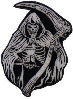 Reaper Skull Sand Clock Small Patch | Embroidered Biker Patches