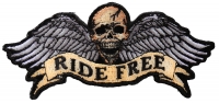 Ride Free Winged Skull Patch Small | Embroidered Biker Patches