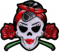 Rockabilly Lady Skull Large Patch