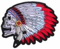 Screaming Indian Skull With Head Dress Small Patch | Skull Patches