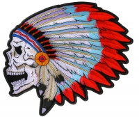 Screaming Skull With Head Dress Indian Large Patch | Embroidered Patches