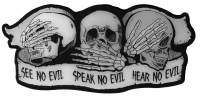 See No Evil Speak No Evil Hear No Evil Skull Large Patch