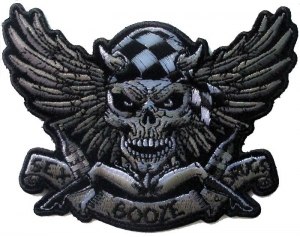 Sex Booze Drugs Checkered Skull and Wings Patch