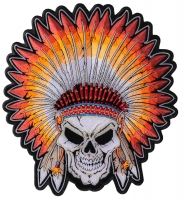 Skull Indian Head Dress Large Back Patch | Embroidered Patches