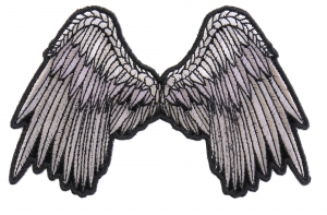 Small Beautiful Angel Wings Grey Patch | Embroidered Patches