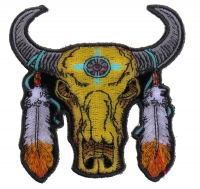 Small Buffalo Head Feathers Patch | Embroidered Patches