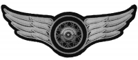 Winged Wheel Small White Patch | Embroidered Biker Patches