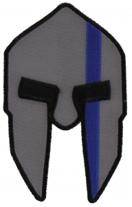 Spartan Helmet Blue Line Police Patch