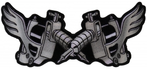 Tattoo Guns Wings Patch Large