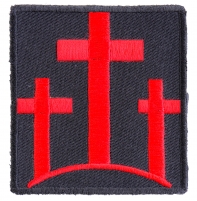 Three Crosses In Red Patch | Embroidered Patches Three Crosses In Red Patch | Embroidered Patches