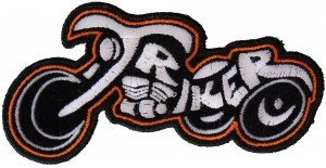Triker Small Patch In White And Orange | Embroidered Biker Patches