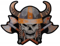 Viking Skull With Axes And Horn Helmet Patch