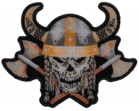 Viking Skull With Axes And Horn Helmet Small Patch